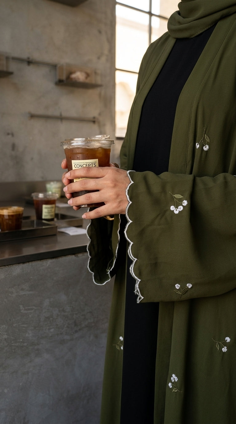 Abaya brodé - Verte