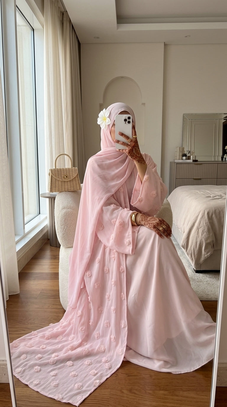 Abaya ouverte - Rose