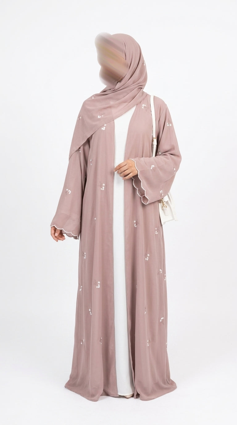 Abaya brodé - Rose