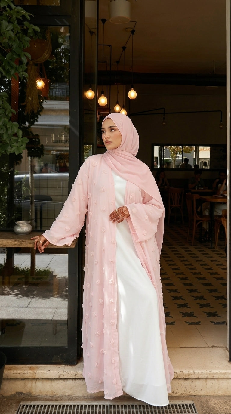 Abaya ouverte - Rose