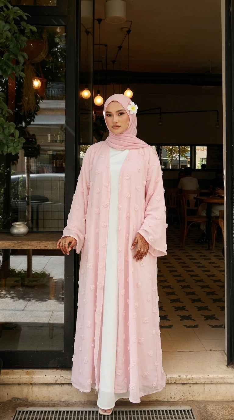 Abaya ouverte - Rose