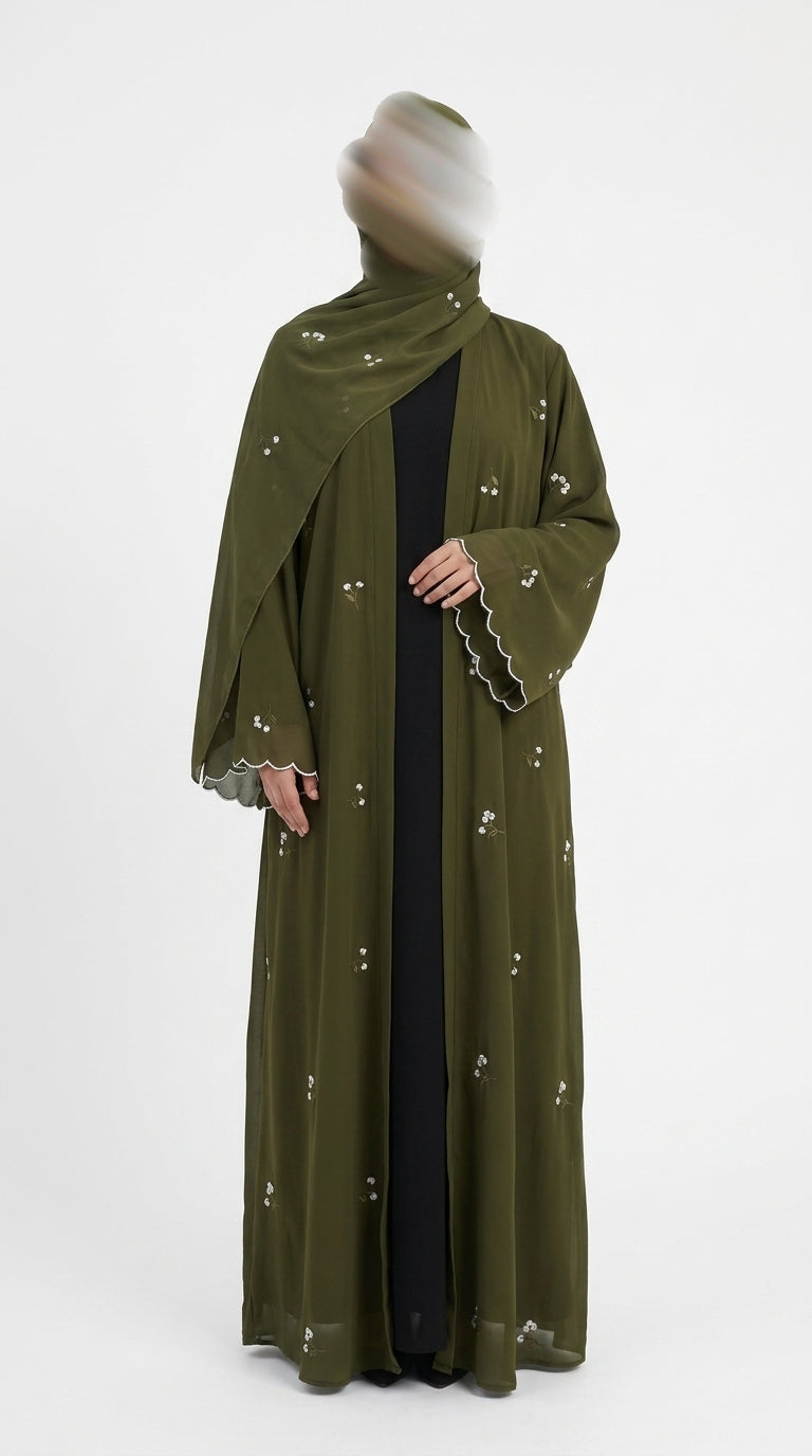 Abaya brodé - Verte
