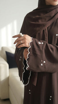 Abaya brodé - Marron